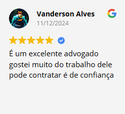 Avaliação 5 estrelas de Vanderson Alves no Google